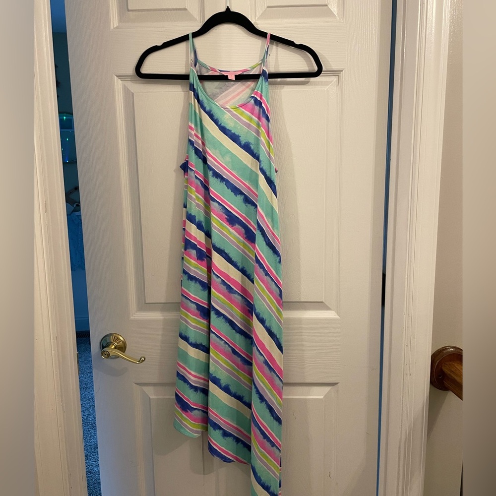 Lilly Pulitzer Multi Ceviche Stripe Diagonal Magnolia Midi Dress - Small
